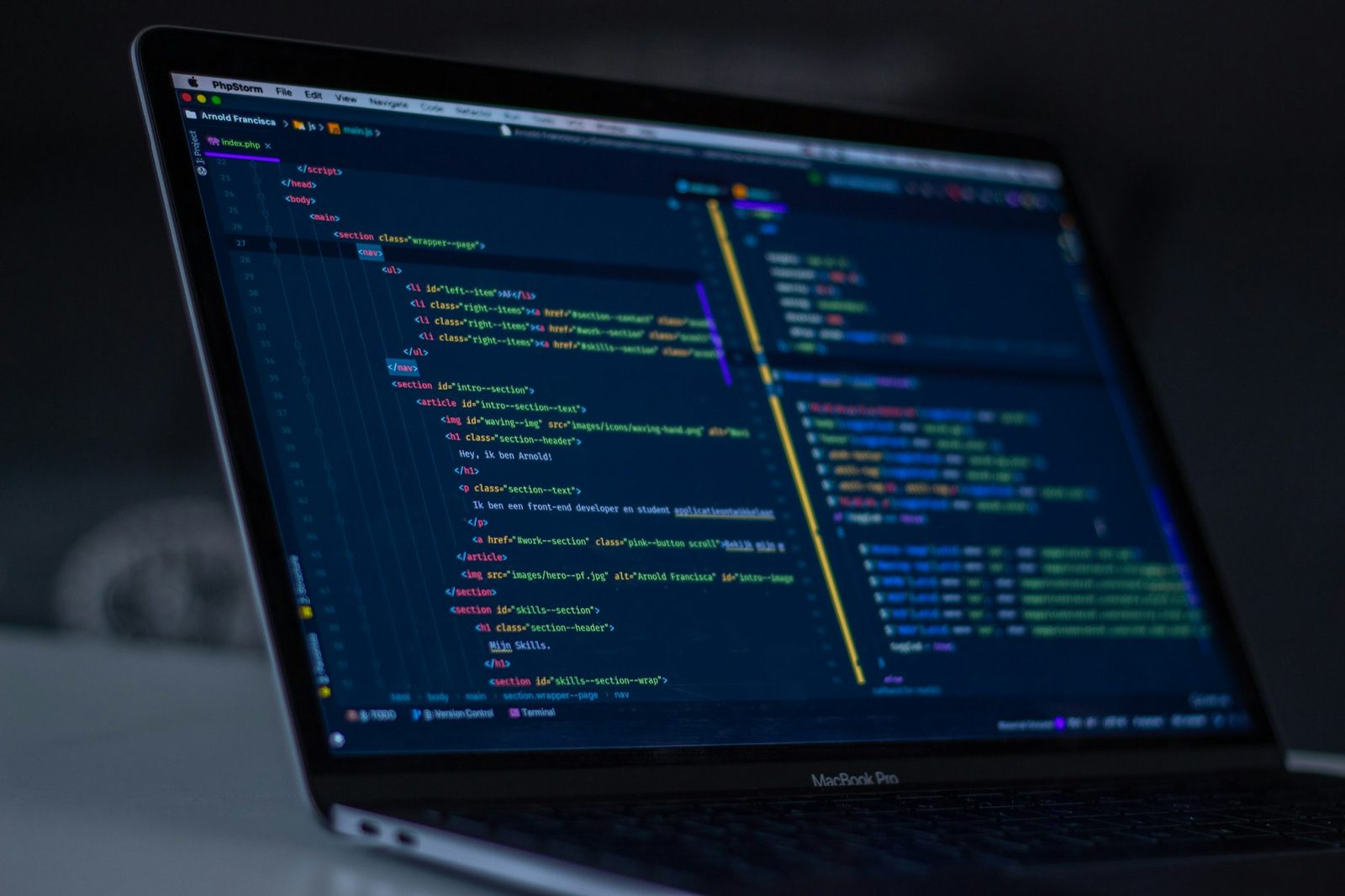 Code on a screen during software work
